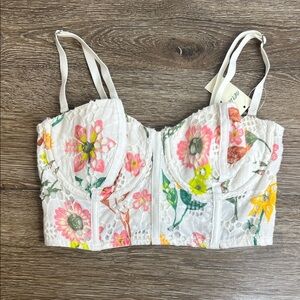 Aerie Real Good Floral Lace Longline Bustier Bra – 32D | NWT | Corset Style